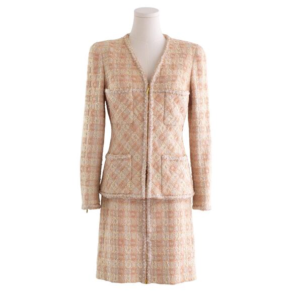 CHANEL 1995 Barbie Runway Tweed Sequin Zip Skirt Suit - XS - Pink - Picture 1 of 8